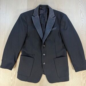 Diesel Mens Tuxedo Blazer Jacket Size Large Black Herringbone Two Tone  Color